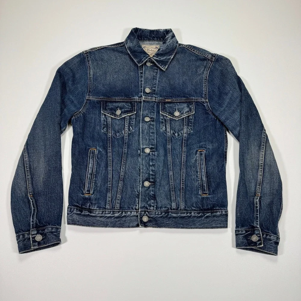 Polo Ralph Lauren Denim Core Jacket Mens Small Blue Button Front Trucker